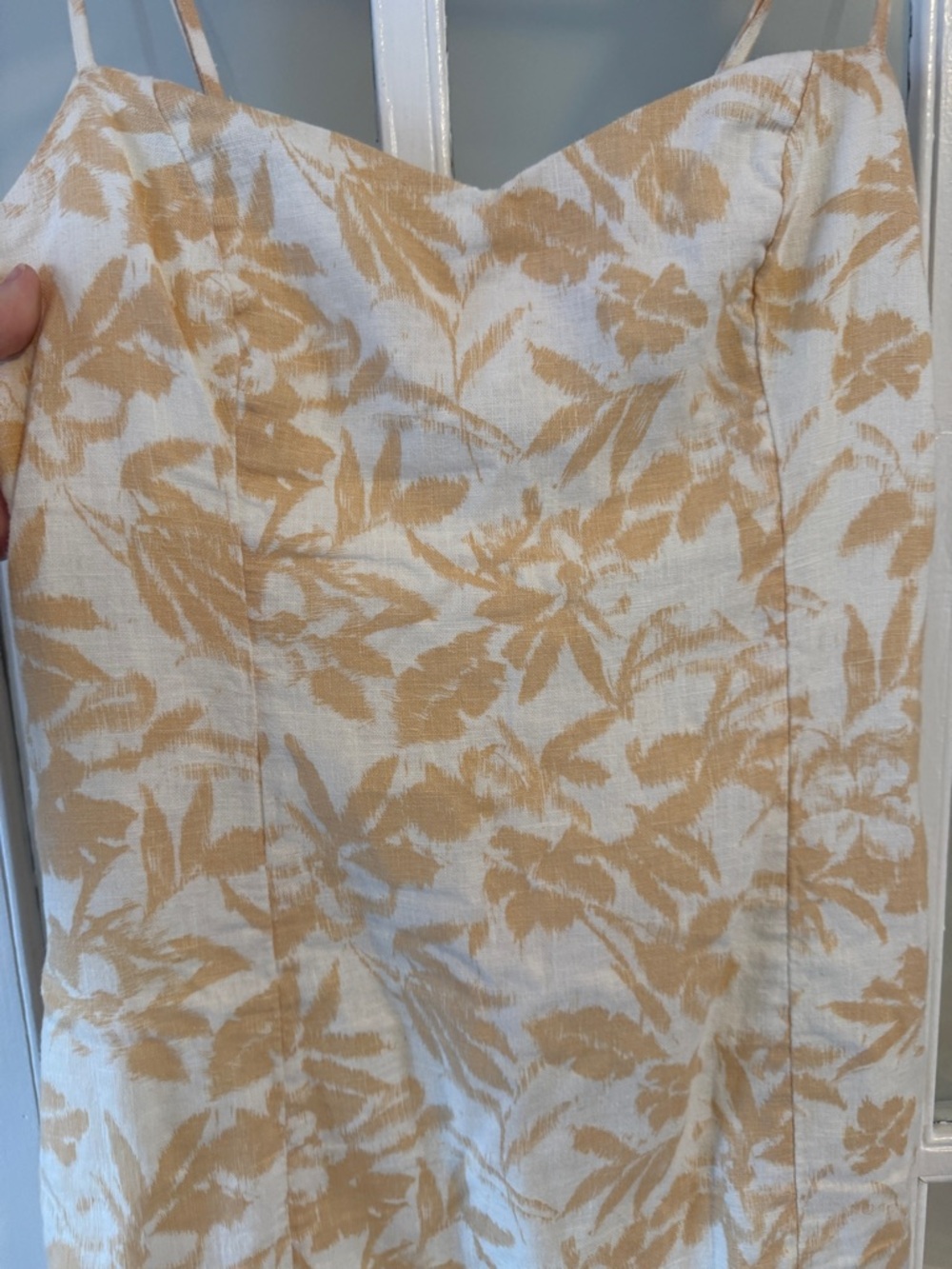 Abercrombie & Fitch Cream and Peach Tropical Floral Spaghetti-Strap Mini Dress - Picture 2 of 5